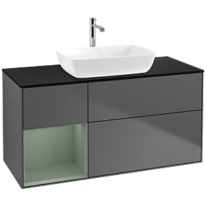 Villeroy and Boch Finion Villeroy and Boch Finion F822GMGK 120cm, cover plate black matt, shelves olive matt lacquer, anthracite matt