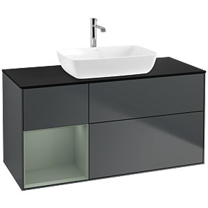 Villeroy and Boch Finion Villeroy and Boch Finion F822GMHG 120cm, cover plate black matt, shelves olive matt lacquer, midnight Blue Matt Lacquer