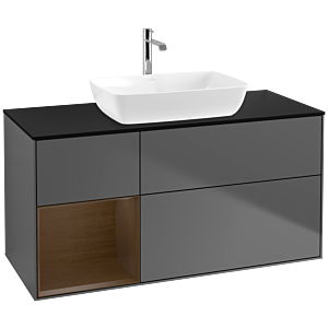 Villeroy and Boch Finion Villeroy and Boch Finion F822GNGK 120cm, cover plate black matt, shelves Walnut Veneer , anthracite matt