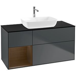 Villeroy and Boch Finion Villeroy and Boch Finion F822GNHG 120cm, cover plate black matt, shelves Walnut Veneer , midnight Blue Matt Lacquer