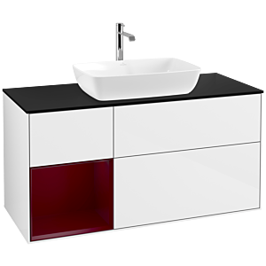 Villeroy and Boch Finion Villeroy and Boch Finion F822HBGF 120cm, cover plate black matt, shelves Peony matt lacquer, glossy white lacquer