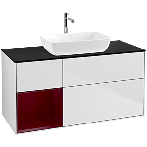Villeroy and Boch Finion Villeroy and Boch Finion F822HBMT 120cm, cover plate black matt, shelves Peony matt lacquer, white matt lacquer