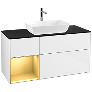 Villeroy and Boch Finion Villeroy and Boch Finion F822HFGF 120cm, cover plate black matt, shelves gold matt lacquer, glossy white lacquer