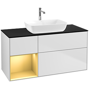 Villeroy and Boch Finion Villeroy and Boch Finion F822HFMT 120cm, cover plate black matt, shelves gold matt lacquer, white matt lacquer
