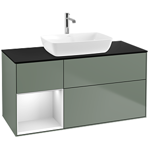 Villeroy and Boch Finion Villeroy and Boch Finion F822MTGM 120cm, cover plate black matt, shelves white matt lacquer, Olive Matt Lacquer