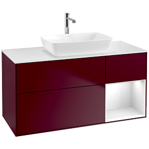 Villeroy und Boch Finion Waschtischunterschrank F831GFHB 120cm, Abdeckplatte white matt, Regale Glossy white lacquer, Peony Matt