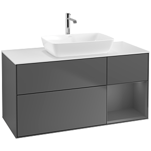 Villeroy und Boch Finion Waschtischunterschrank F831GKGK 120cm, Abdeckplatte white matt, Regale Anthracite matt lacquer, Anthracite matt