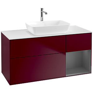 Villeroy und Boch Finion Waschtischunterschrank F831GKHB 120cm, Abdeckplatte white matt, Regale Anthracite matt lacquer, Peony Matt