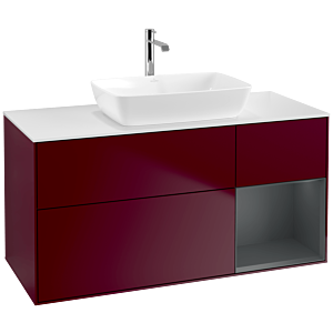 Villeroy und Boch Finion Waschtischunterschrank F831HGHB 120cm, Abdeckplatte white matt, Regale Midnight matt lacquer, Peony Matt