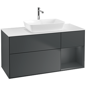 Villeroy und Boch Finion Waschtischunterschrank F831HGHG 120cm, Abdeckplatte white matt, Regale Midnight matt lacquer, Midnight Blue Matt Lacquer