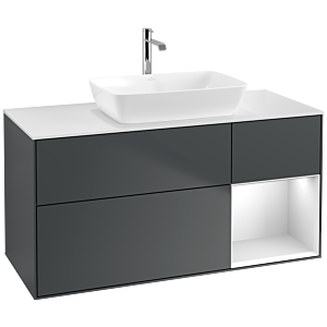 Villeroy und Boch Finion Waschtischunterschrank F831MTHG 120cm, Abdeckplatte white matt, Regale White matt lacquer, Midnight Blue Matt Lacquer