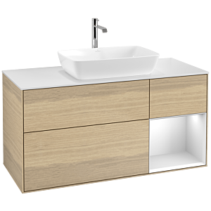 Villeroy and Boch Finion Villeroy and Boch Finion F831MTPC 120cm, cover plate white matt, shelves white matt lacquer, Oak Veneer