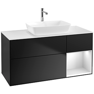 Villeroy and Boch Finion Villeroy and Boch Finion F831MTPD 120cm, cover plate white matt, shelves white matt lacquer, black matt lacquer