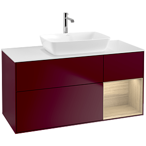 Villeroy und Boch Finion Waschtischunterschrank F831PCHB 120cm, Abdeckplatte white matt, Regale Oak Veneer, Peony Matt