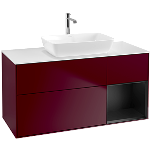 Villeroy und Boch Finion Waschtischunterschrank F831PDHB 120cm, Abdeckplatte white matt, Regale Black matt lacquer, Peony Matt