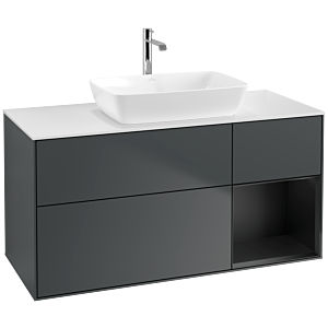 Villeroy und Boch Finion Waschtischunterschrank F831PDHG 120cm, Abdeckplatte white matt, Regale Black matt lacquer, Midnight Blue Matt Lacquer