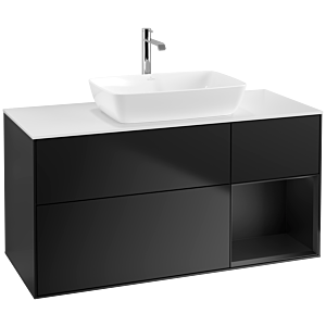 Villeroy und Boch Finion Waschtischunterschrank F831PDPD 120cm, Abdeckplatte white matt, Regale Black matt lacquer, Black matt lacquer