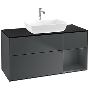 Villeroy und Boch Finion Waschtischunterschrank F832HGHG 120cm, Abdeckplatte black matt, Regale Midnight matt lacquer, Midnight Blue Matt Lacquer