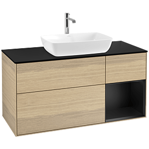 Villeroy and Boch Finion Villeroy and Boch Finion F832PDPC 120cm, cover plate black matt, shelves black matt lacquer, Oak Veneer