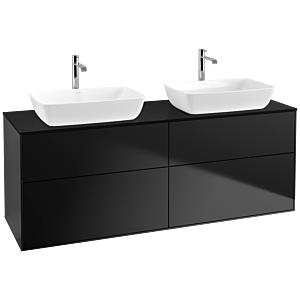 Villeroy und Boch Finion Waschtischunterschrank F84200PD 160x60,3cm, Abdeckplatte black matt, Black matt lacquer