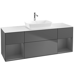 Villeroy und Boch Finion Waschtischunterschrank F861GKGK 160cm, Abdeckplatte white matt, Regale Anthracite matt lacquer, Anthracite matt