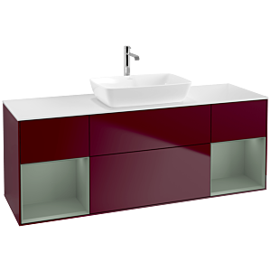 Villeroy et Boch Finion Villeroy et Boch F861GMHB 160cm, plaque de recouvrement blanc mat, étagères laqué olive mat, Peony Matt