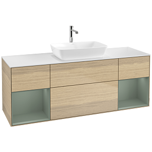 Villeroy and Boch Finion Villeroy and Boch Finion F861GMPC 160cm, cover plate matt white, shelves matt olive lacquer, Oak Veneer