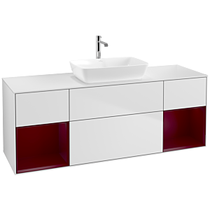 Villeroy und Boch Finion Waschtischunterschrank F861HBMT 160cm, Abdeckplatte white matt, Regale Peony matt lacquer, White matt lacquer