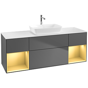 Villeroy and Boch Finion Villeroy and Boch Finion F861HFGK 160cm, cover plate white matt, shelves gold matt lacquer, anthracite matt