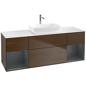 Villeroy and Boch Finion Villeroy and Boch Finion F861HGGN 160cm, cover plate matt white, shelves Midnight matt lacquer, walnut veneer