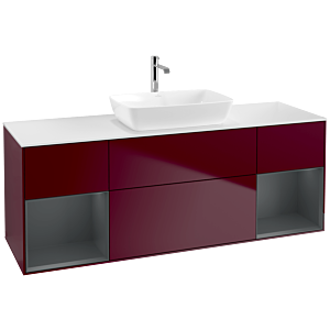 Villeroy und Boch Finion Waschtischunterschrank F861HGHB 160cm, Abdeckplatte white matt, Regale Midnight matt lacquer, Peony Matt
