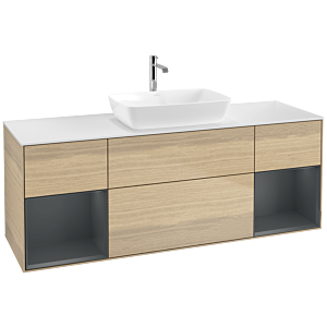 Villeroy and Boch Finion Villeroy and Boch Finion F861HGPC 160cm, cover plate matt white, shelves Midnight matt lacquer, Oak Veneer