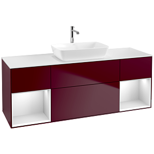 Villeroy und Boch Finion Waschtischunterschrank F861MTHB 160cm, Abdeckplatte white matt, Regale White matt lacquer, Peony Matt