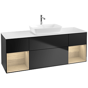 Villeroy and Boch Finion Villeroy and Boch Finion F861PCPD 160cm, cover plate white matt, shelves Oak Veneer , black matt lacquer
