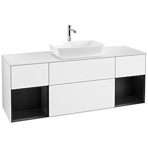 Villeroy and Boch Finion Villeroy and Boch Finion F861PDGF 160cm, cover plate matt white, shelves matt black lacquer, glossy white lacquer