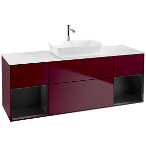 Villeroy und Boch Finion Waschtischunterschrank F861PDHB 160cm, Abdeckplatte white matt, Regale Black matt lacquer, Peony Matt