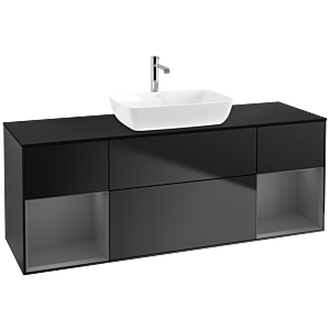 Villeroy and Boch Finion Villeroy and Boch Finion F862GKPD 160cm, black matt top, anthracite matt lacquer shelves, black matt lacquer