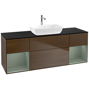 Villeroy and Boch Finion Villeroy and Boch Finion F862GMGN 160cm, cover plate black matt, shelves olive matt lacquer, walnut veneer