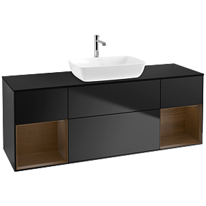 Villeroy and Boch Finion Villeroy and Boch Finion F862GNPD 160cm, cover plate black matt, shelves Walnut Veneer , black matt lacquer