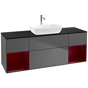 Villeroy and Boch Finion Villeroy and Boch Finion F862HBGK 160cm, cover plate black matt, shelves Peony matt lacquer, anthracite matt