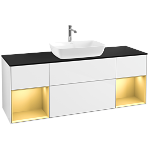 Villeroy and Boch Finion Villeroy and Boch Finion F862HFGF 160cm, cover plate black matt, shelves gold matt lacquer, glossy white lacquer
