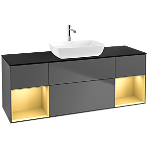 Villeroy and Boch Finion Villeroy and Boch Finion F862HFGK 160cm, cover plate black matt, shelves gold matt lacquer, anthracite matt