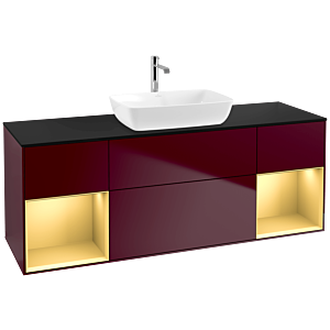 Villeroy and Boch Finion Villeroy and Boch Finion F862HFHB 160cm, cover plate black matt, shelves gold matt lacquer, Peony Matt