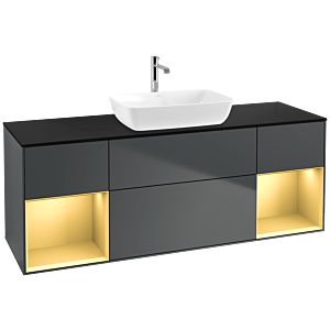 Villeroy and Boch Finion Villeroy and Boch Finion F862HFHG 160cm, cover plate black matt, shelves gold matt lacquer, Midnight Blue Matt Lacquer