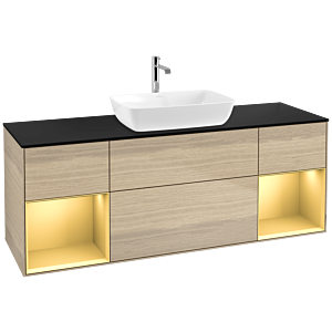 Villeroy and Boch Finion Villeroy and Boch Finion F862HFPC 160cm, cover plate black matt, shelves gold matt lacquer, Oak Veneer
