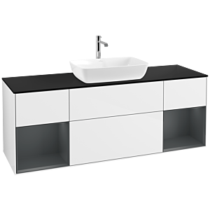 Villeroy and Boch Finion Villeroy and Boch Finion F862HGGF 160cm, cover plate black matt, shelves Midnight matt lacquer, Glossy white lacquer