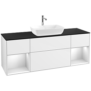 Villeroy and Boch Finion Villeroy and Boch Finion F862MTGF 160cm, cover plate black matt, shelves white matt lacquer, glossy white lacquer