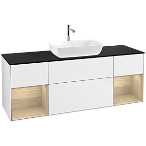 Villeroy and Boch Finion Villeroy and Boch Finion F862PCGF 160cm, black matt cover plate, Oak Veneer shelves, glossy white lacquer