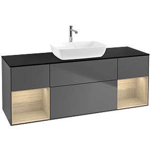 Villeroy et Boch Finion Villeroy et Boch F862PCGK 160cm, plaque de finition noir mat, étagères Oak Veneer , anthracite mat