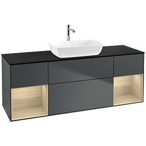 Villeroy et Boch Finion Villeroy et Boch F862PCHG 160cm, plaque de finition noir mat, étagères Oak Veneer , Midnight Blue Matt Lacquer